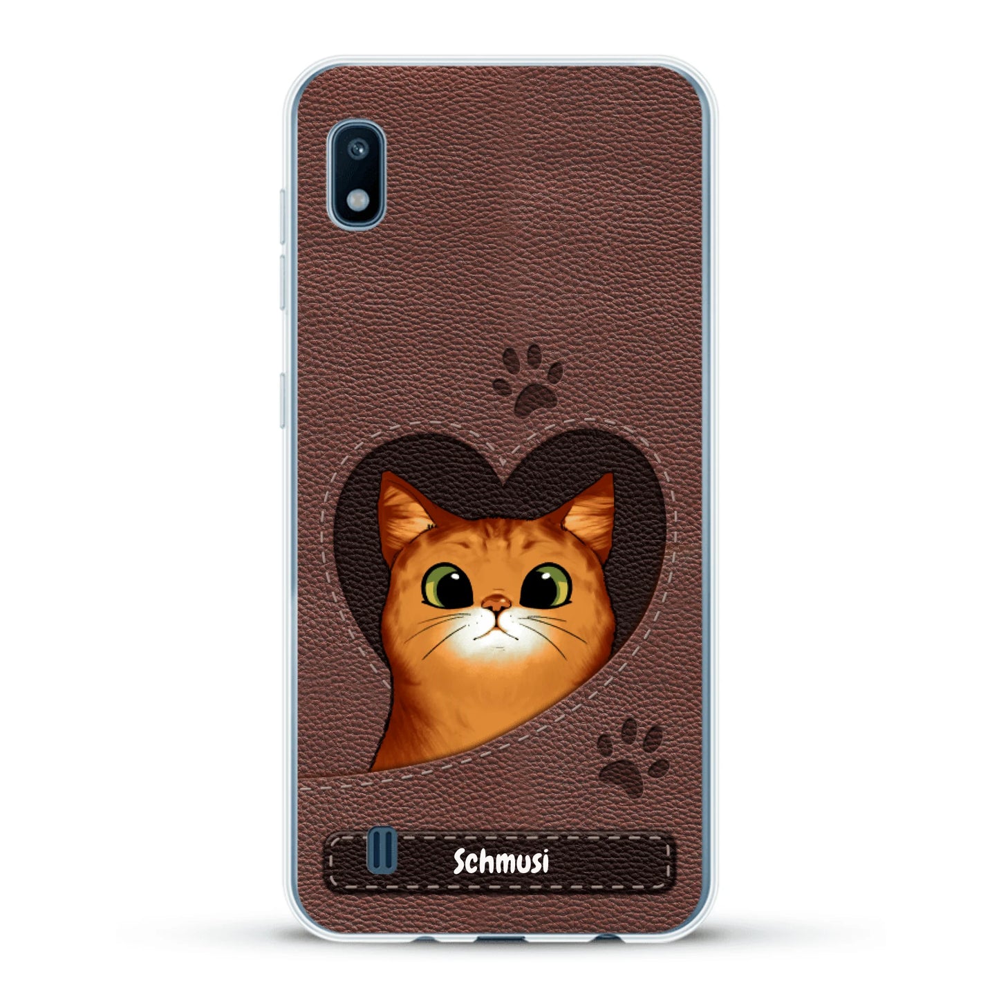 Katzenherz Lederoptik  - Individuelle Handyhülle