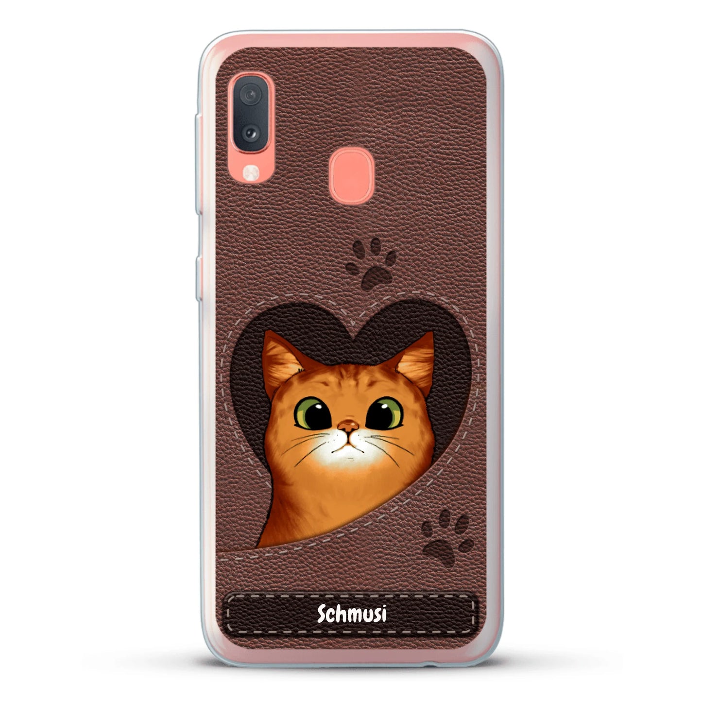 Katzenherz Lederoptik  - Individuelle Handyhülle