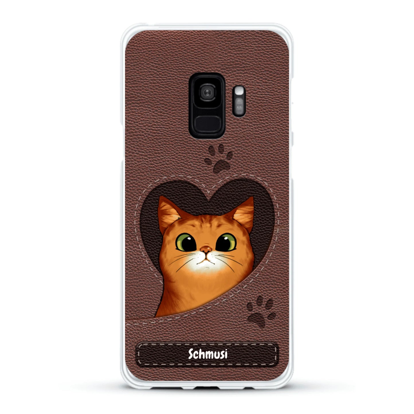 Katzenherz Lederoptik  - Individuelle Handyhülle