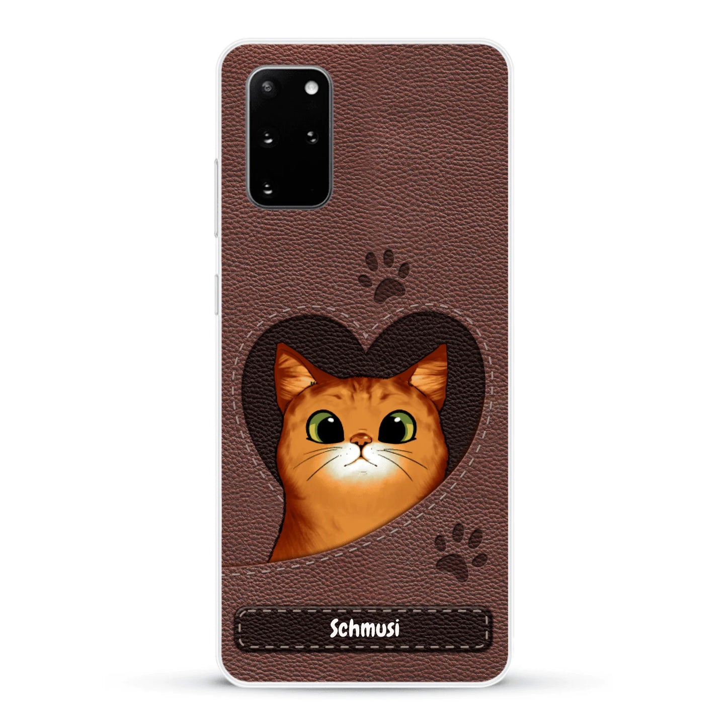 Katzenherz Lederoptik  - Individuelle Handyhülle