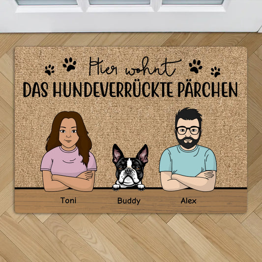 Das hundeverrückte Pärchen - Individuelle Fußmatte
