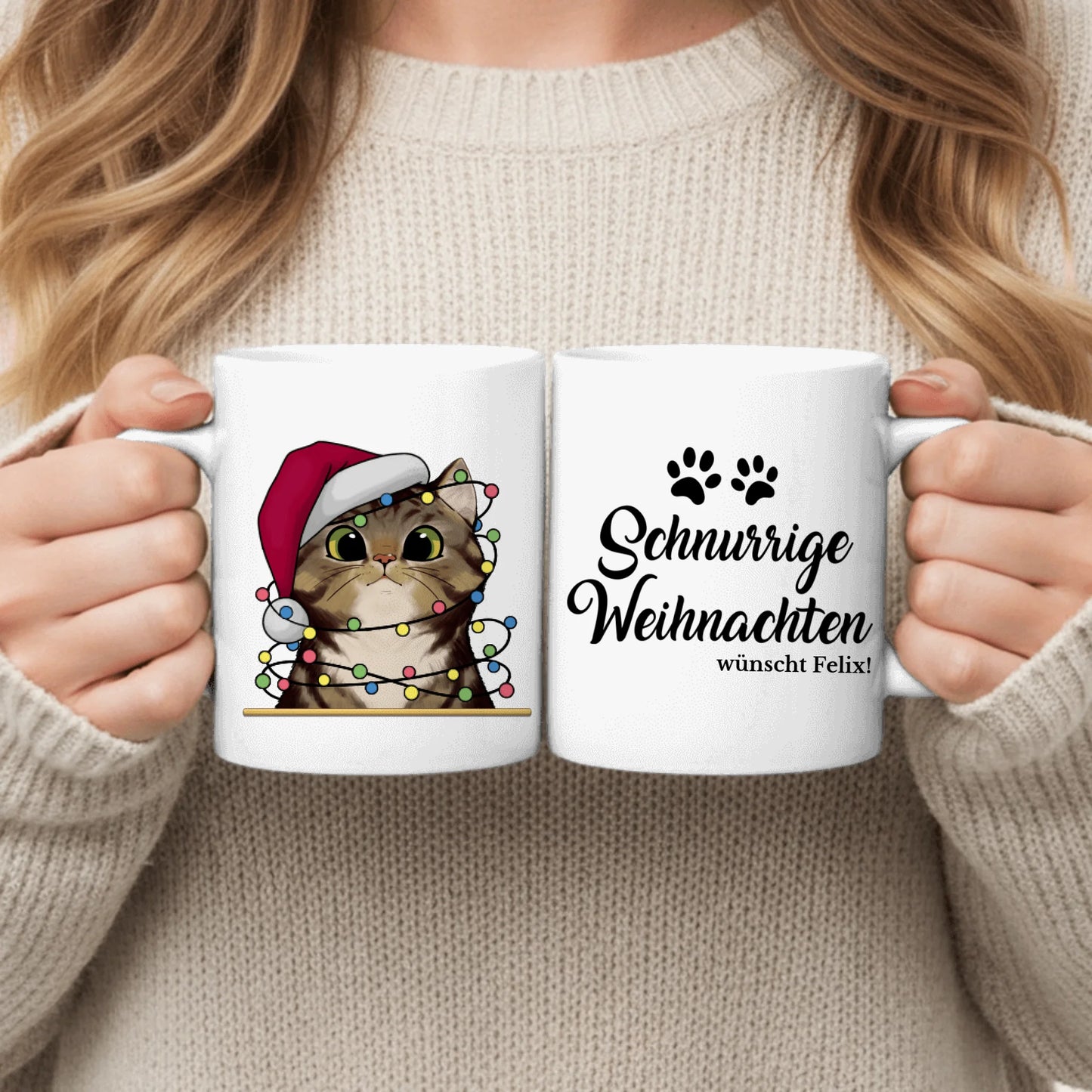 Schnurrige Weihnachten - Individuelle Tasse