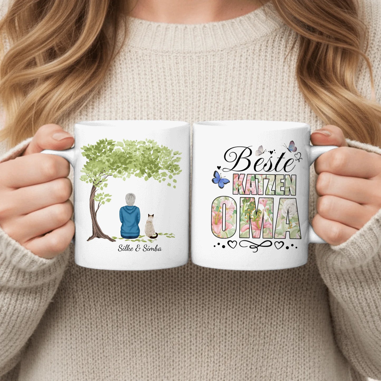 Beste Tieroma (florales Muster) - Individuelle Tasse