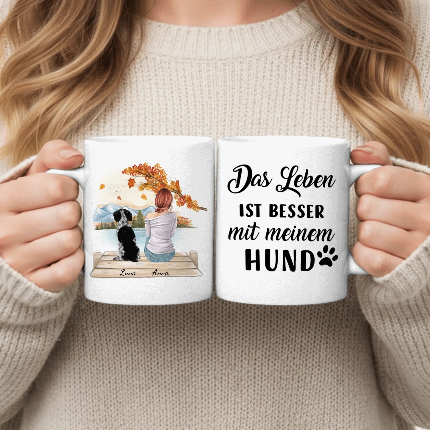 Frau mit Haustier - Individuelle Tasse
