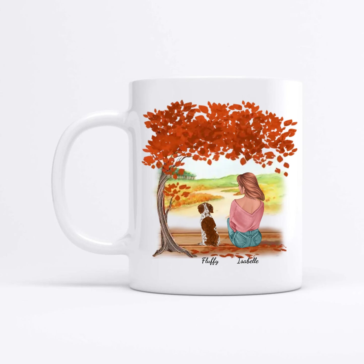 Frau mit Hund unter Baum - Individuelle Tasse
