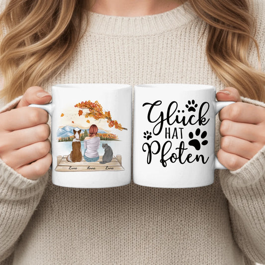 Frau mit Haustier - Individuelle Tasse