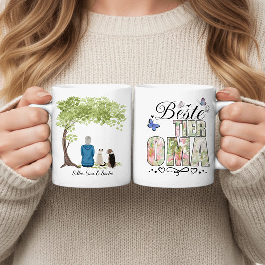Beste Tieroma (florales Muster) - Individuelle Tasse