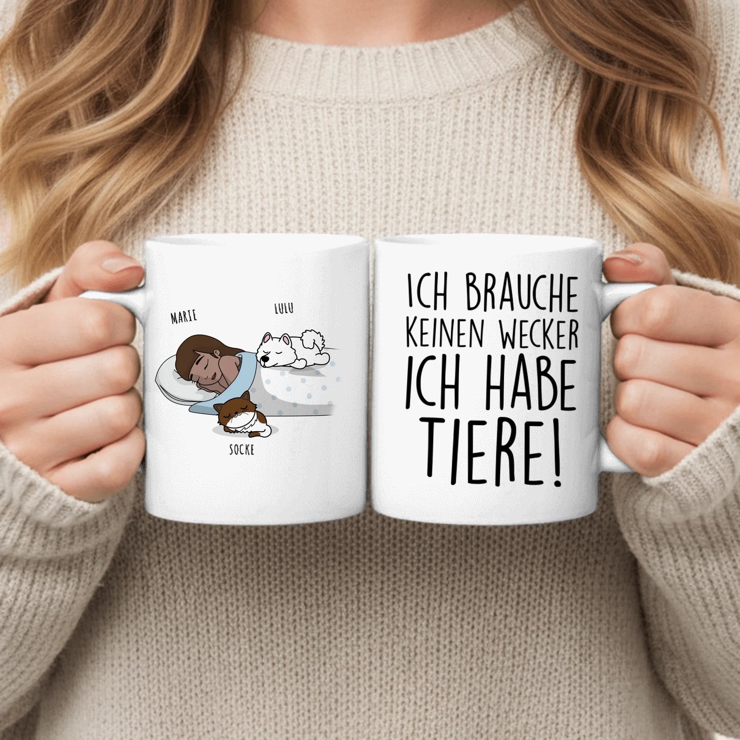 Im Schlaf mit Haustier - Individuelle Tasse