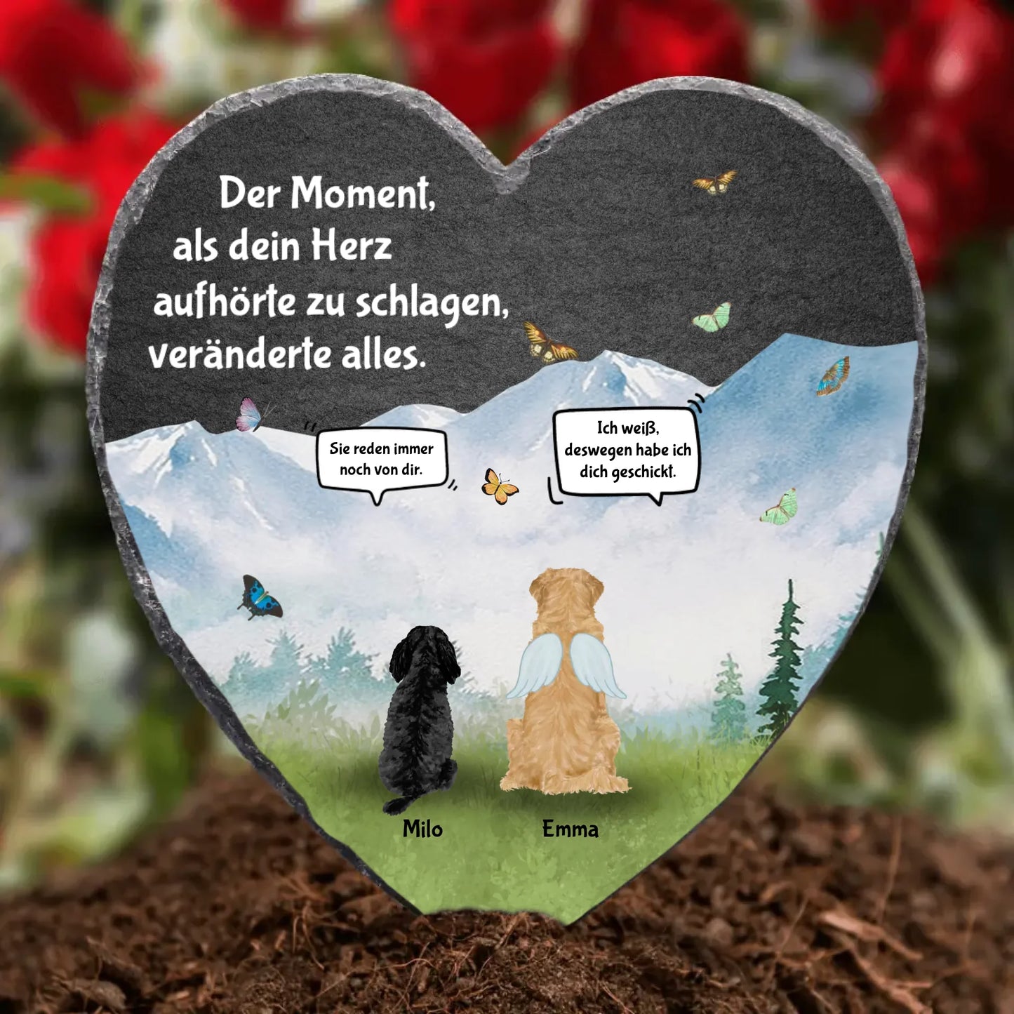 Der Moment unter Haustieren - Individuelles bedrucktes Schieferherz