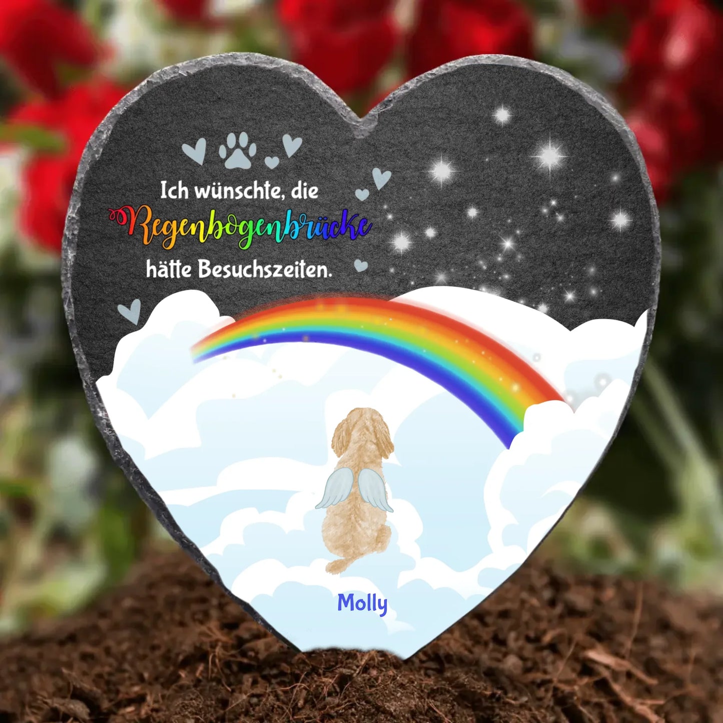 Regenbogenbrücke - Individuelles bedrucktes Schieferherz