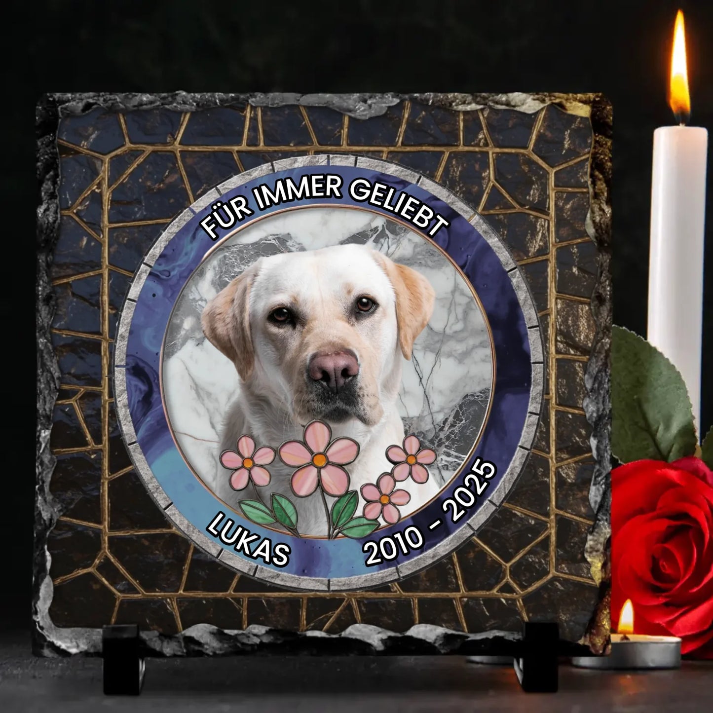 Für immer geliebt (3D Optik) - Individuelle Schieferplatte