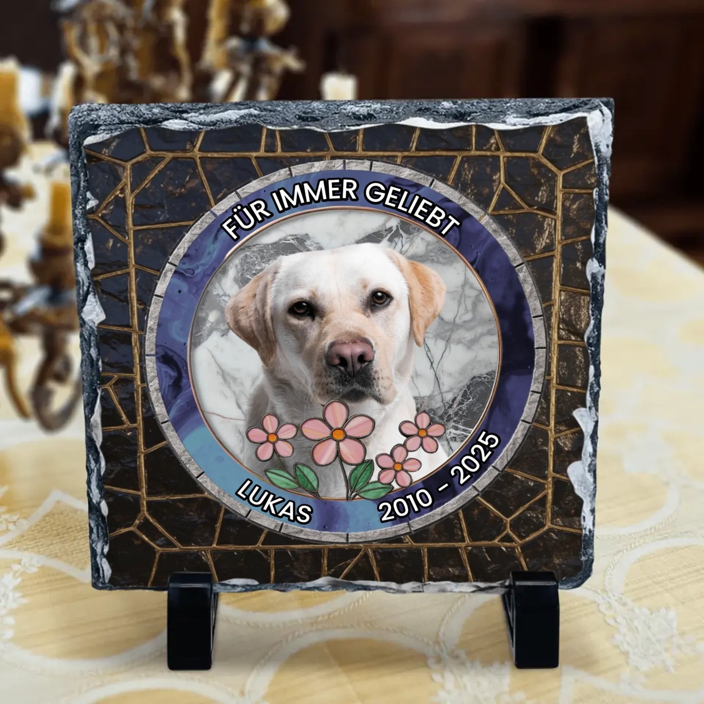 Für immer geliebt (3D Optik) - Individuelle Schieferplatte