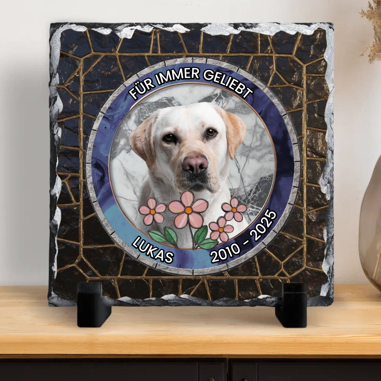 Für immer geliebt (3D Optik) - Individuelle Schieferplatte