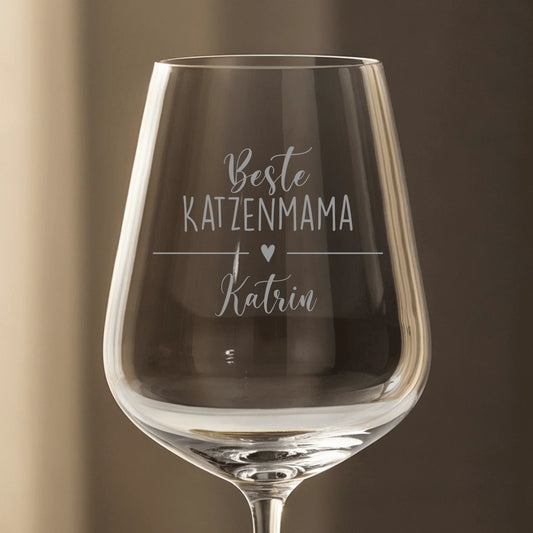 Beste Katzenmama - Individuelles Weinglas
