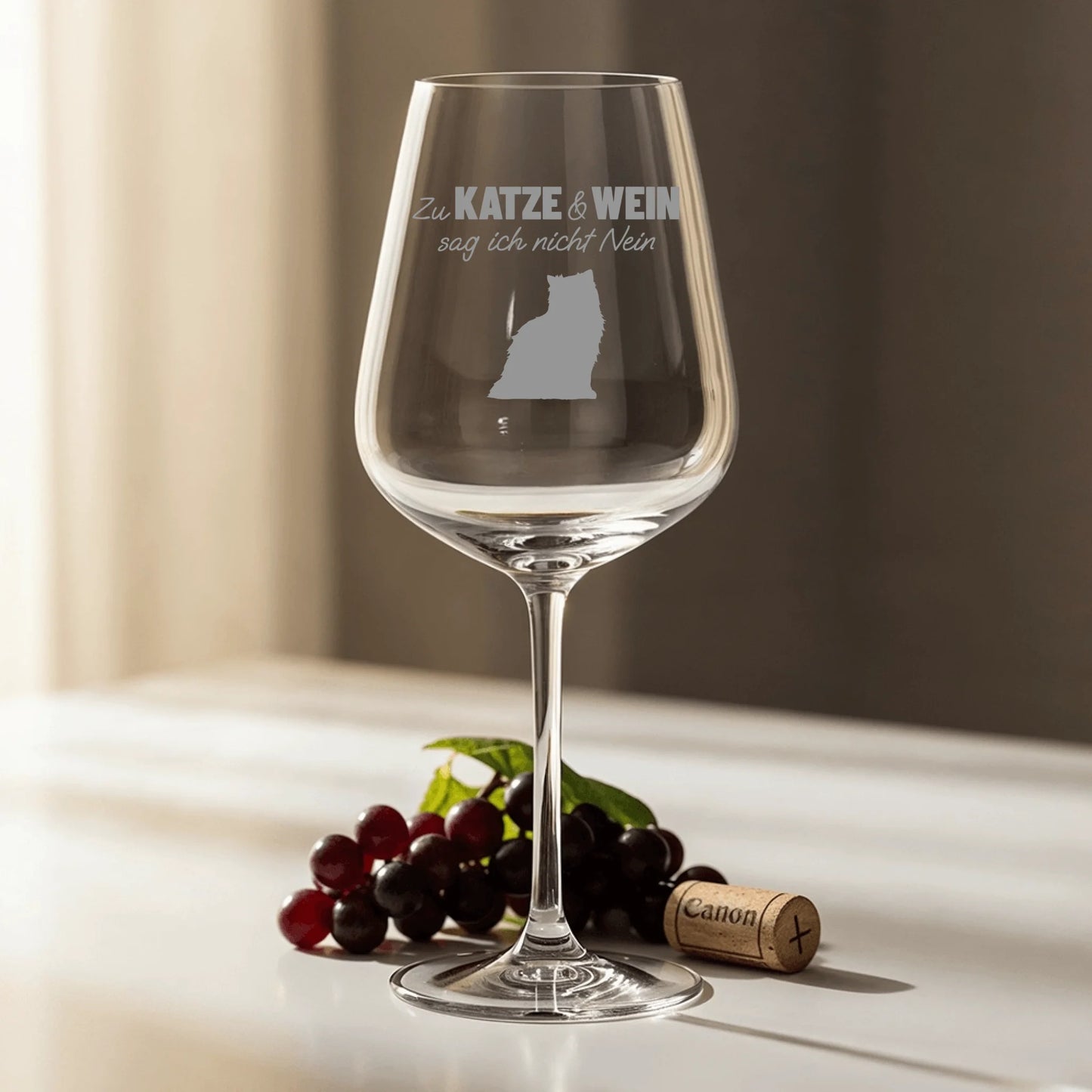 Zu Katze und Wein sag ich nicht nein - Individuelles Weinglas