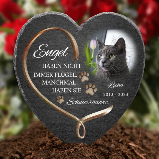 Personalisiertes Schieferherz - Engel haben Schnurrhaare