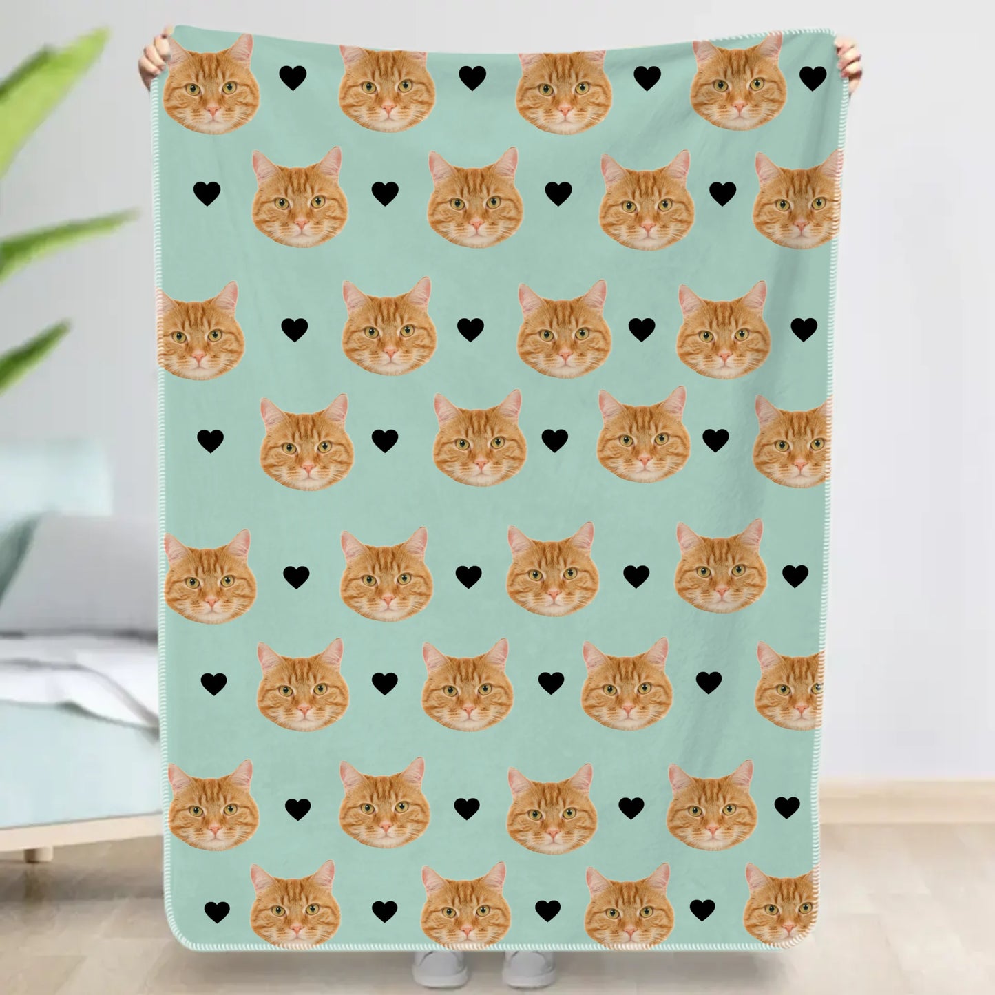 Personalisierte Decke - Katzenköpfe