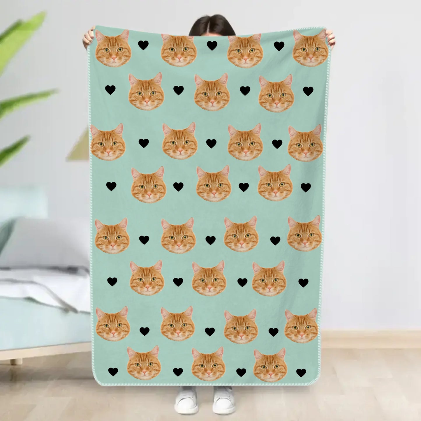 Personalisierte Decke - Katzenköpfe