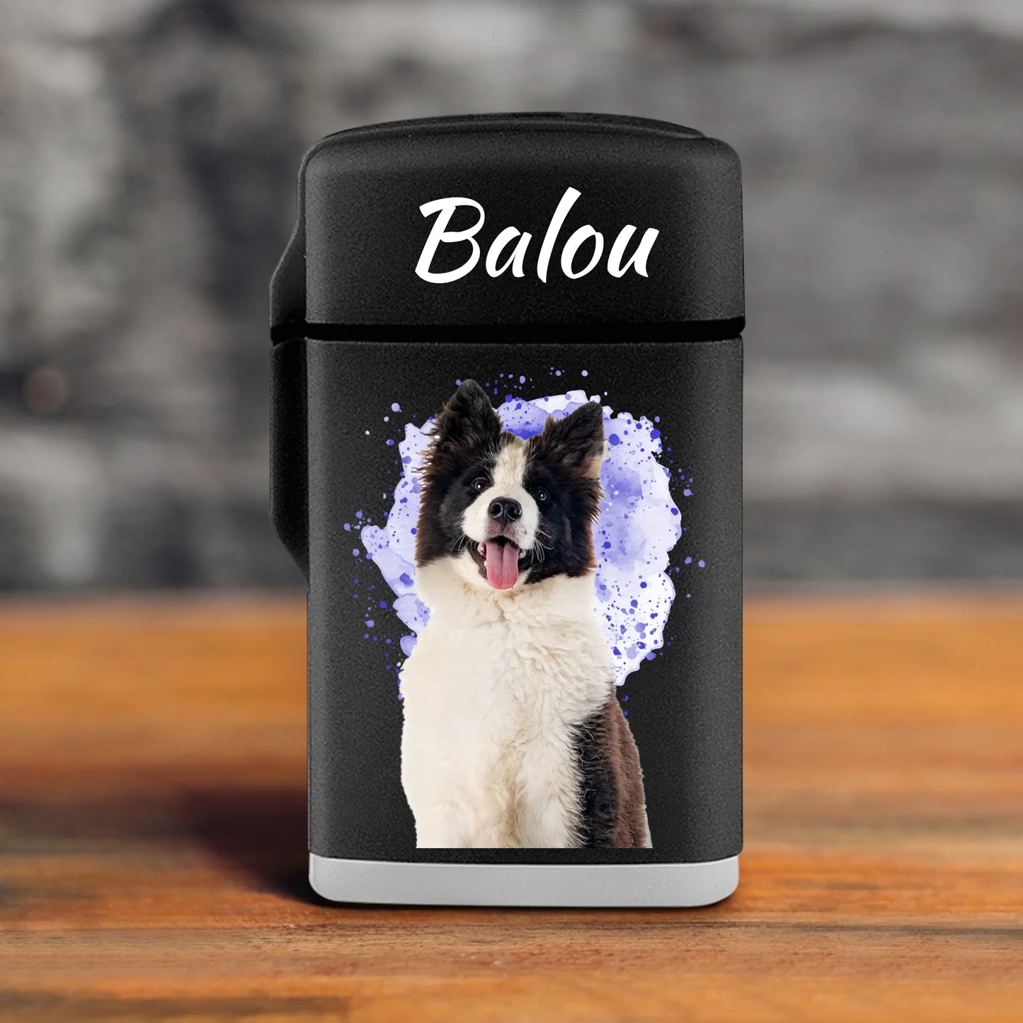 Personalisiertes Sturmfeuerzeug - Haustierportrait mit Hund