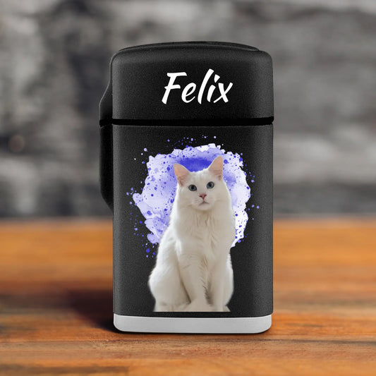 Personalisiertes Sturmfeuerzeug - Haustierportrait mit Katze
