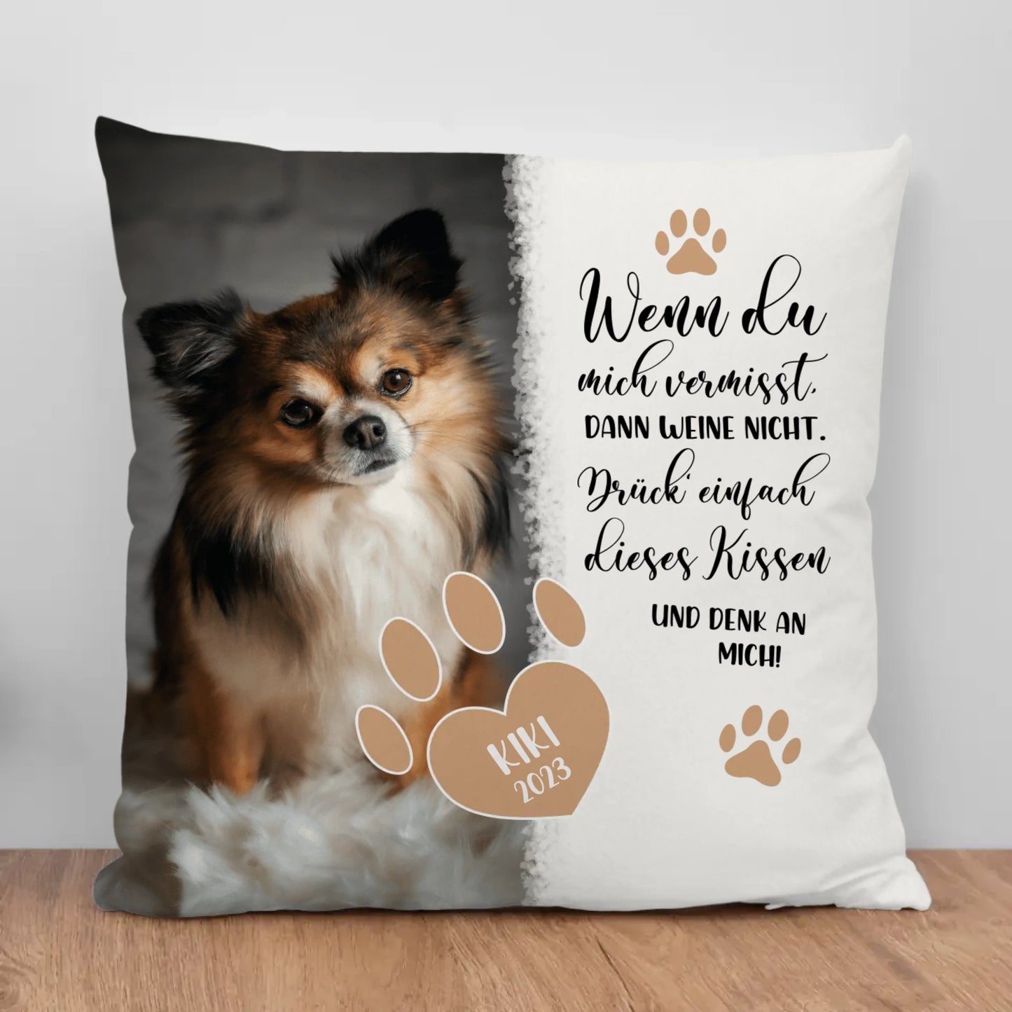 Personalisiertes Kissen - Wenn du mich vermisst mit Hund