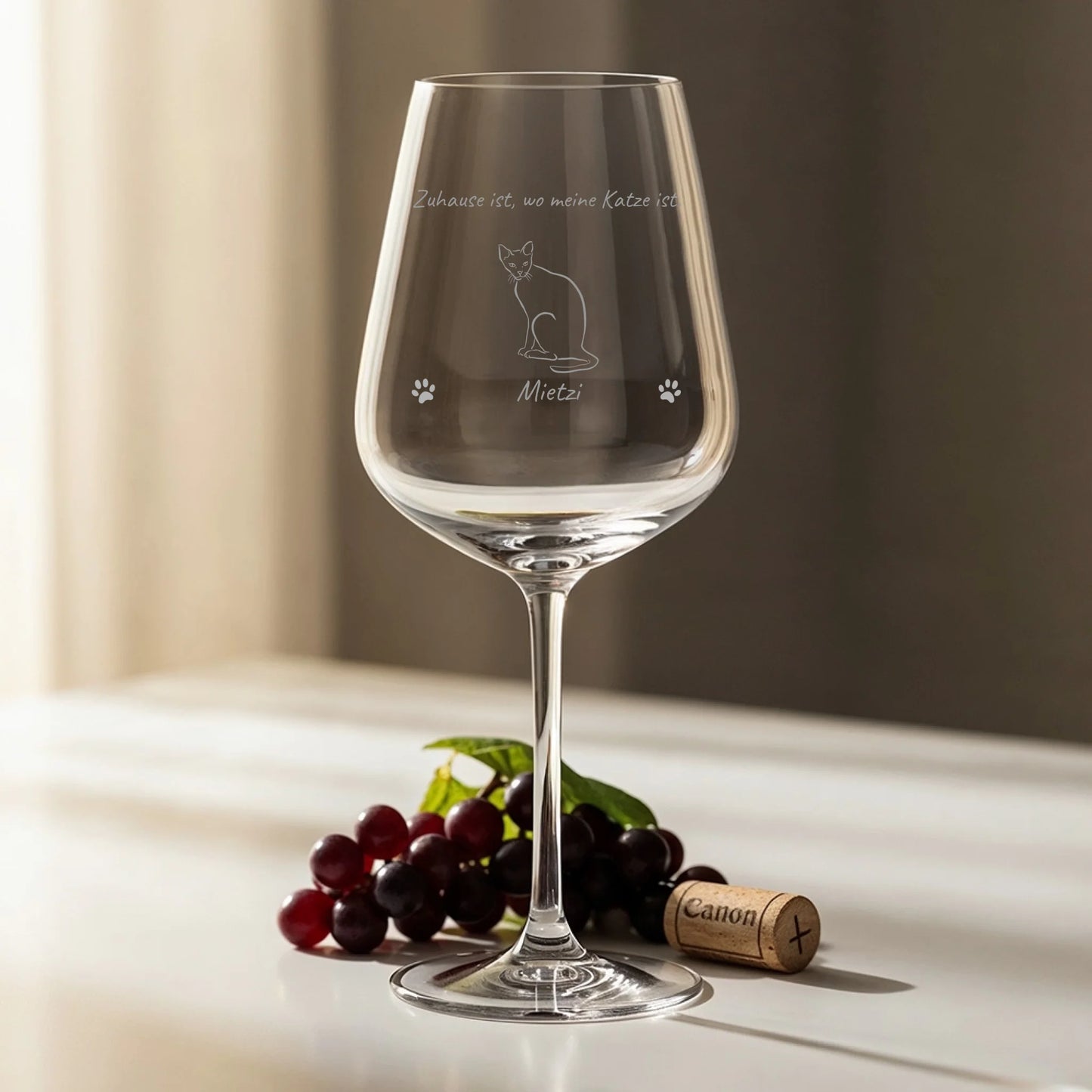 Personalisiertes Weinglas - Zuhause ist, wo meine Katze ist