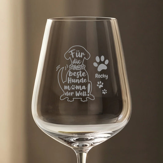 Personalisiertes Weinglas - Beste Hundemama/oma