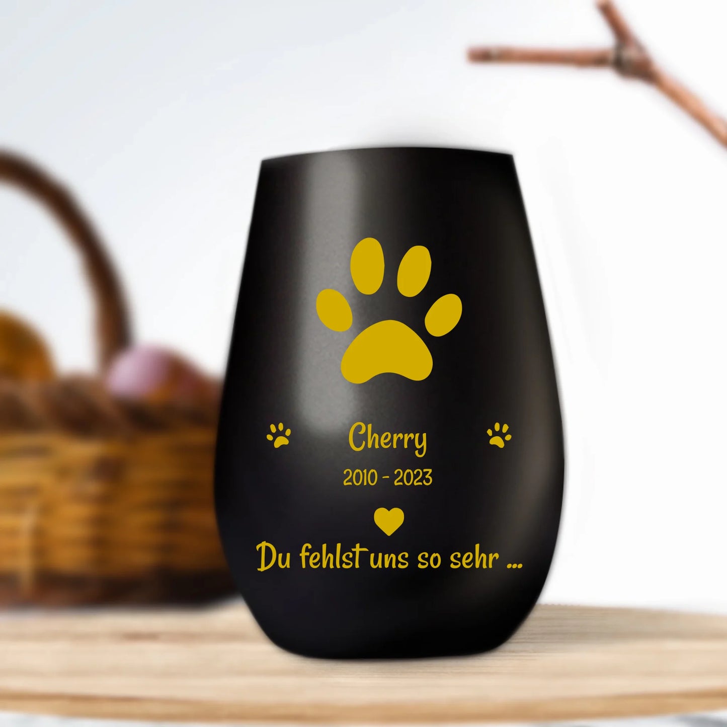 Personalisiertes Trauerlicht - Du fehlst uns mit Katze