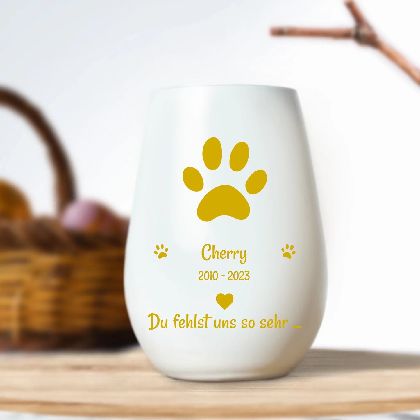 Personalisiertes Trauerlicht - Du fehlst uns mit Hund