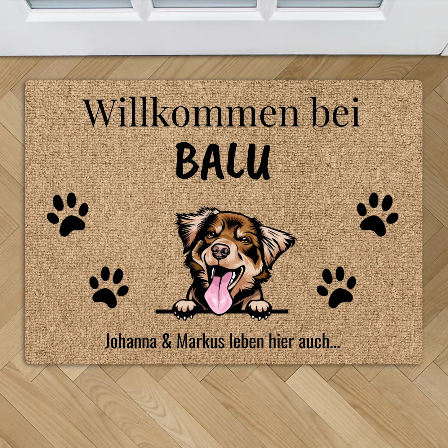 Personalisierte Fußmatte - Willkommen bei mit Hund