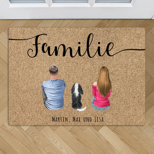 Personalisierte Fußmatte - Pärchen mit Hund