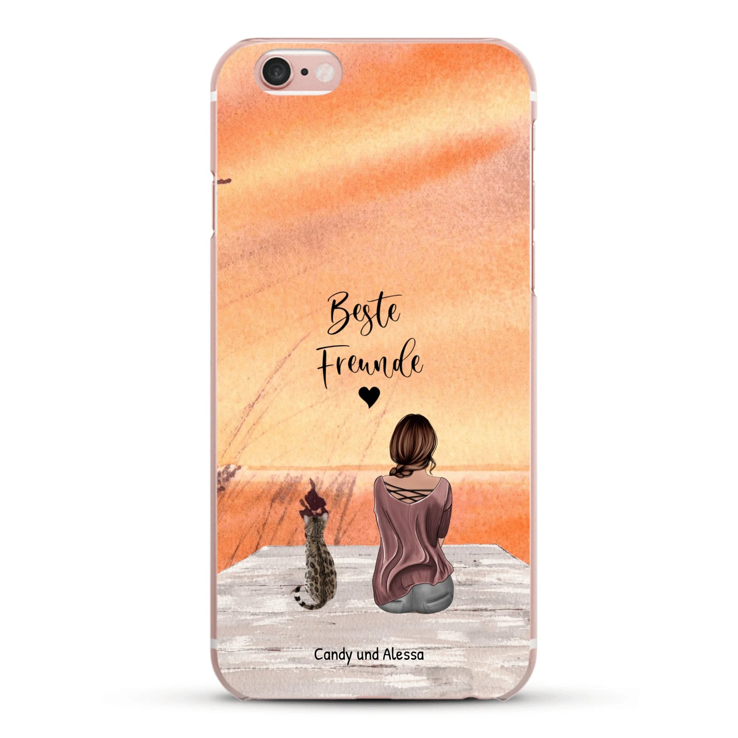 Personalisierte Handyhülle - Unterwegs mit Katze
