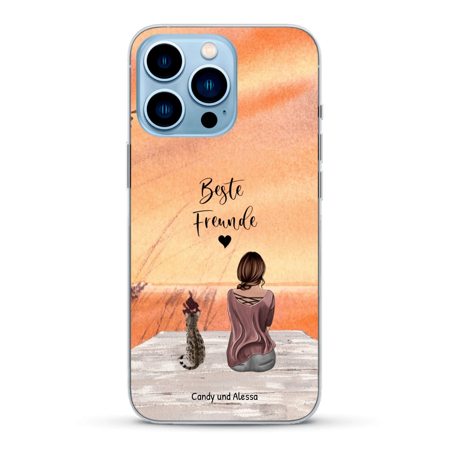 Personalisierte Handyhülle - Unterwegs mit Katze