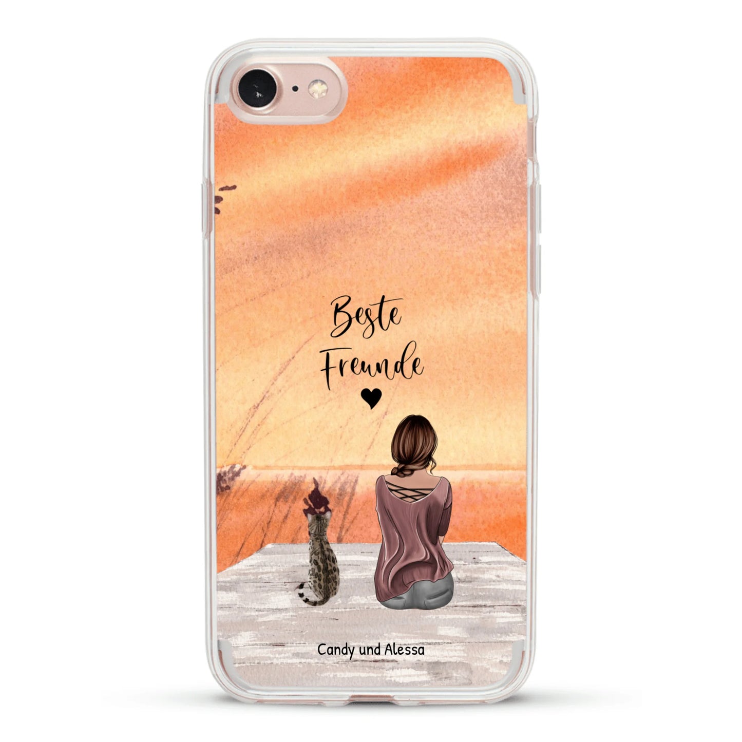 Personalisierte Handyhülle - Unterwegs mit Katze