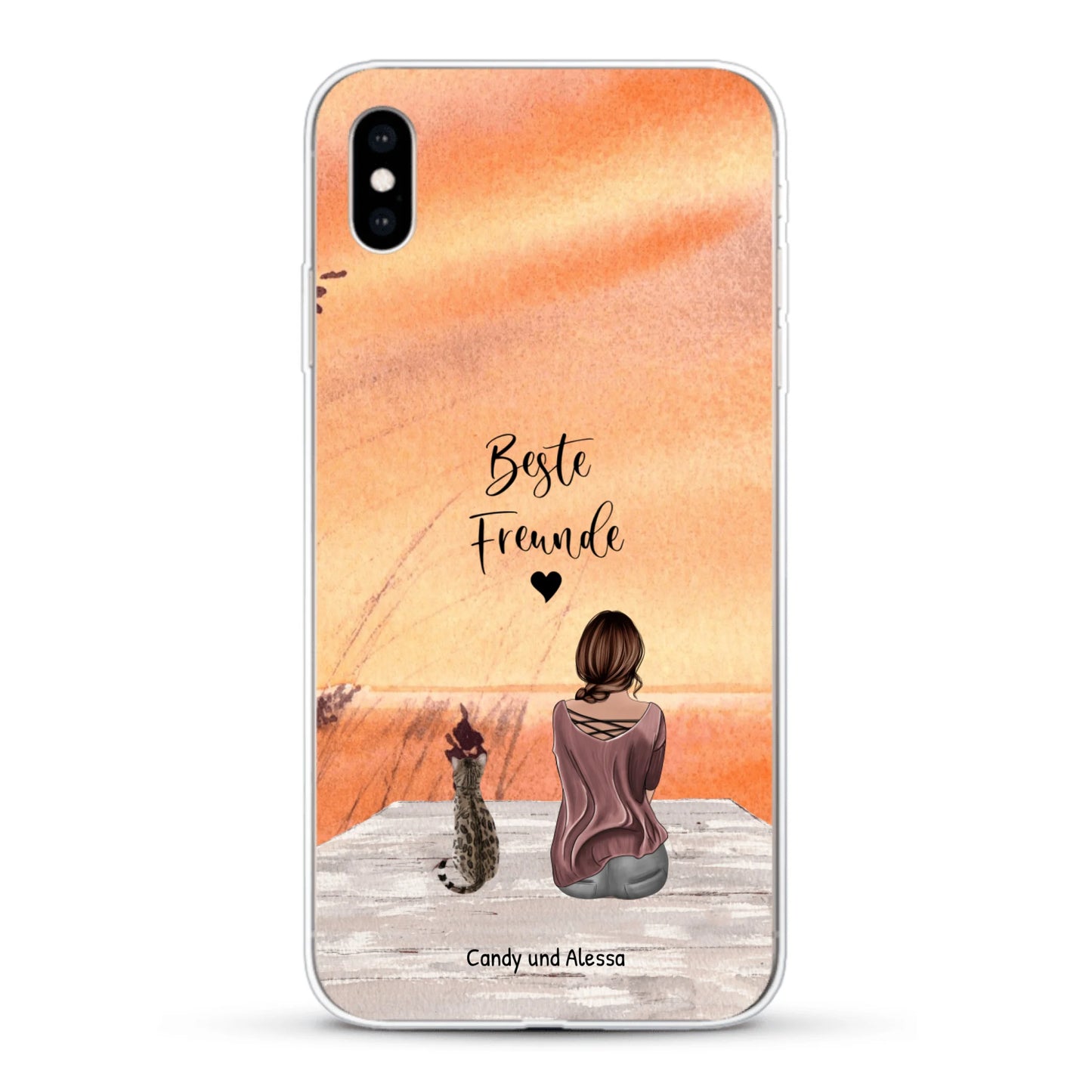 Personalisierte Handyhülle - Unterwegs mit Katze