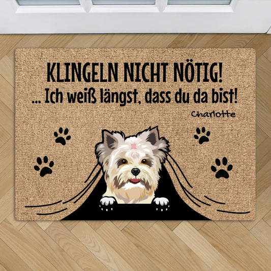 Personalisierte Fußmatte - Klingeln nicht nötig mit Hund