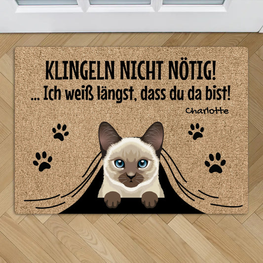 Personalisierte Fußmatte - Klingeln nicht nötig mit Katze