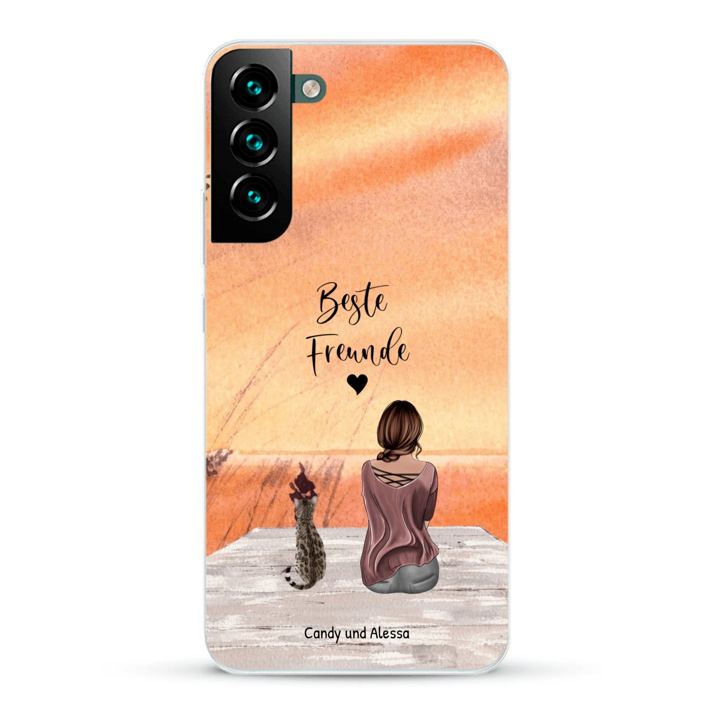 Personalisierte Handyhülle - Unterwegs mit Katze