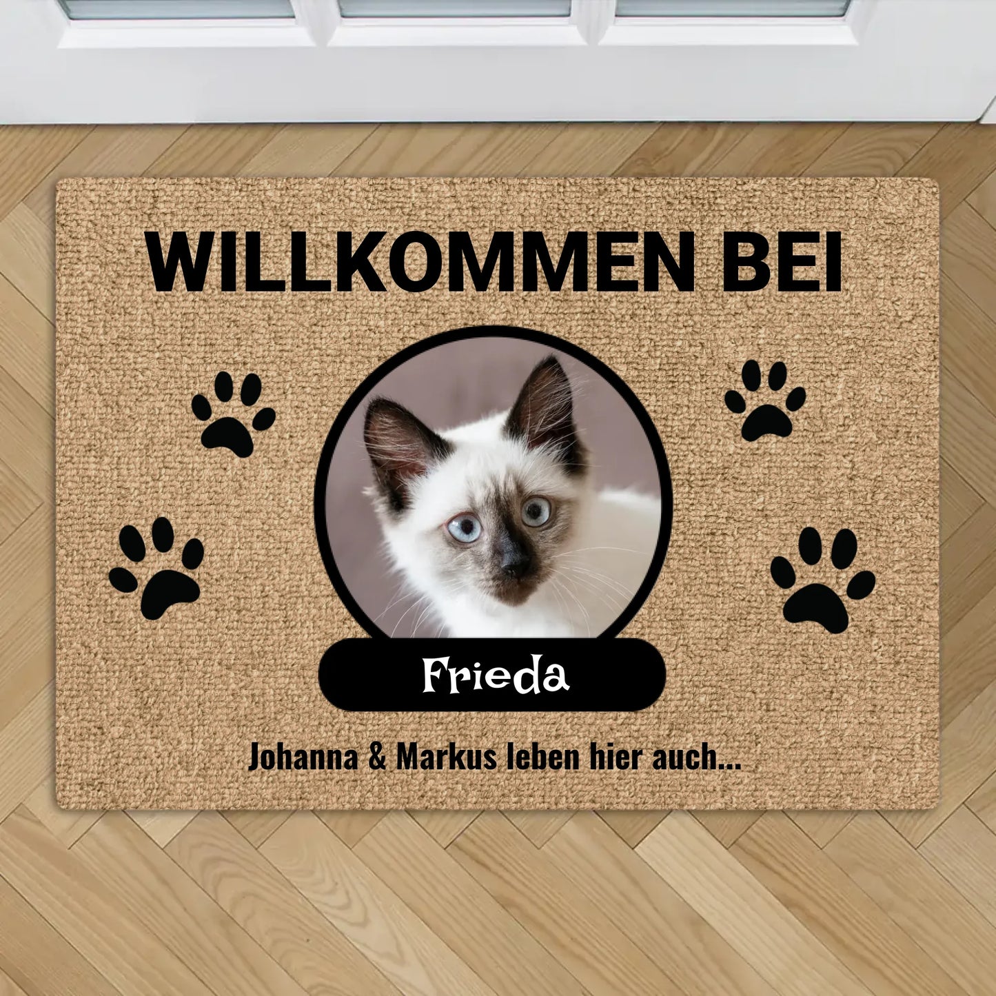 Personalisiertes Namensschild - Dein Foto mit Katze
