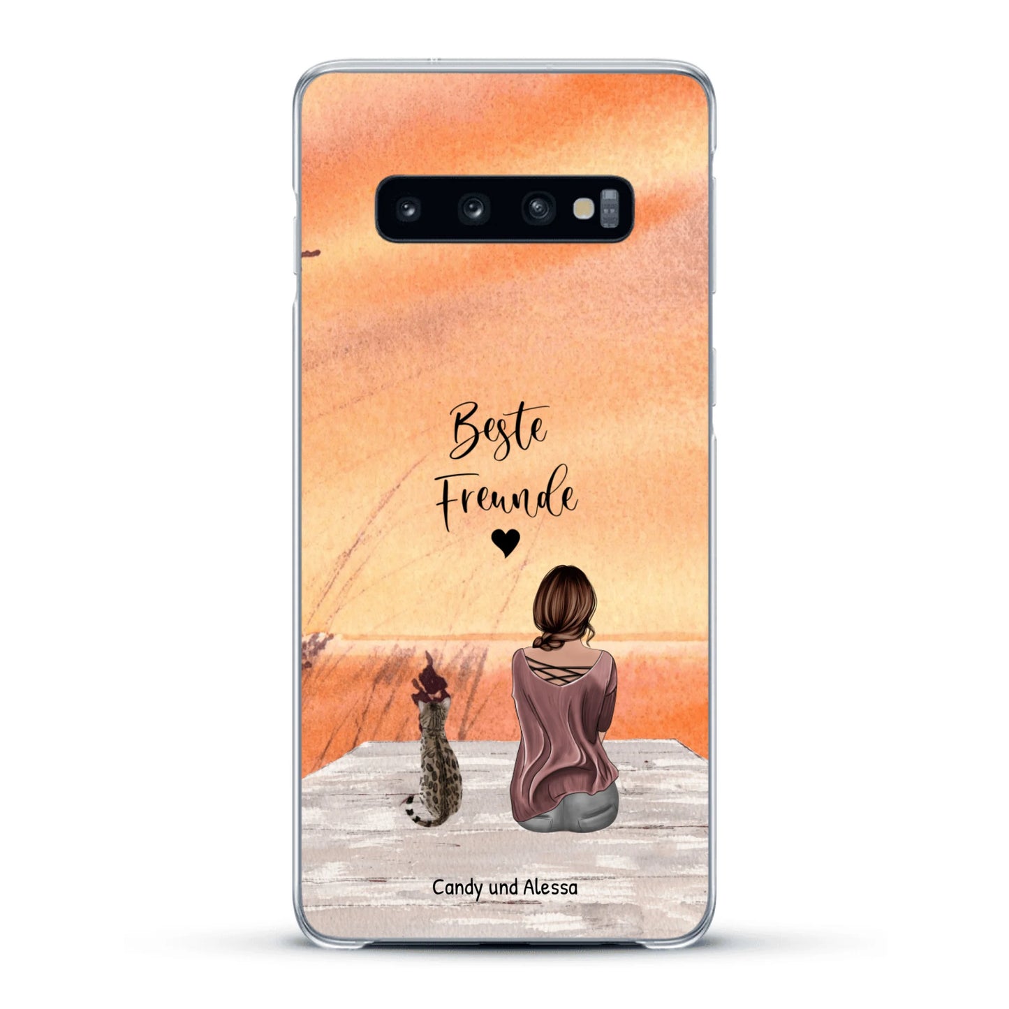 Personalisierte Handyhülle - Unterwegs mit Katze