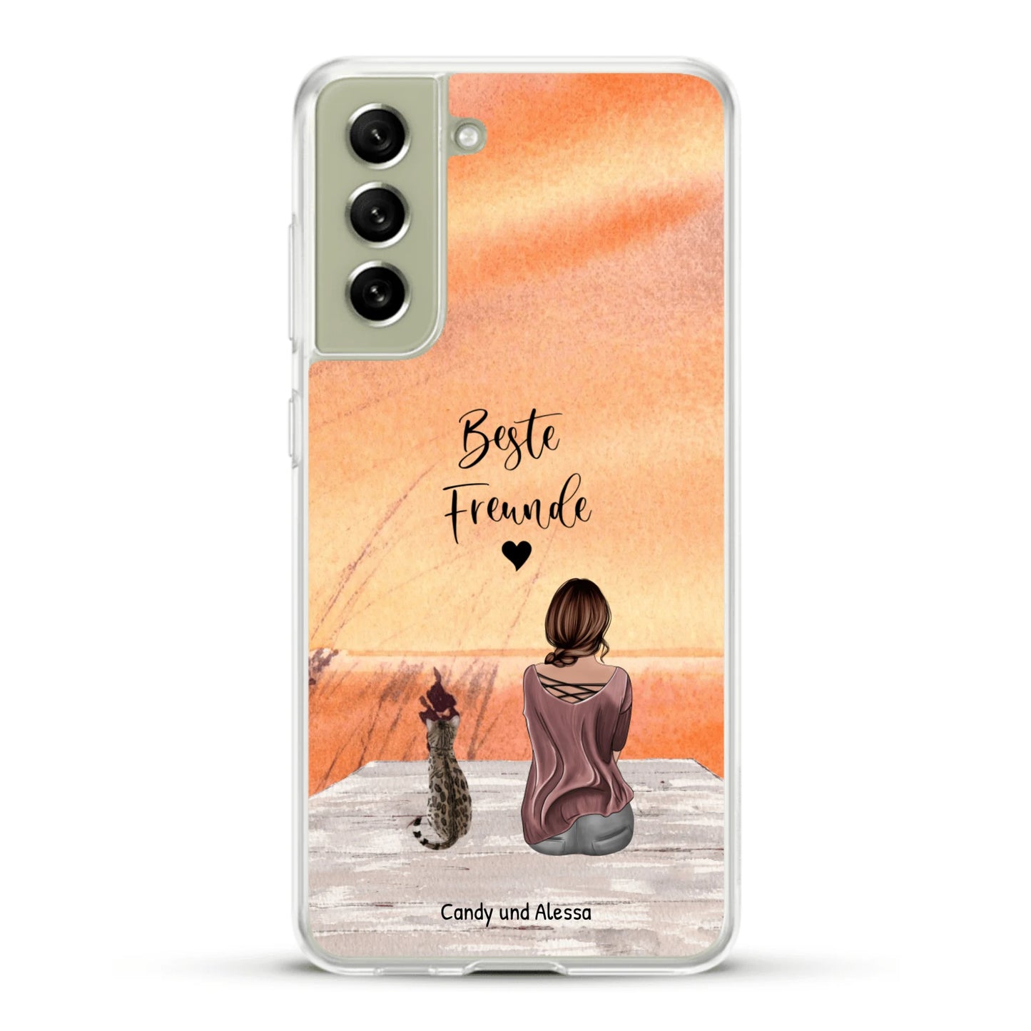 Personalisierte Handyhülle - Unterwegs mit Katze