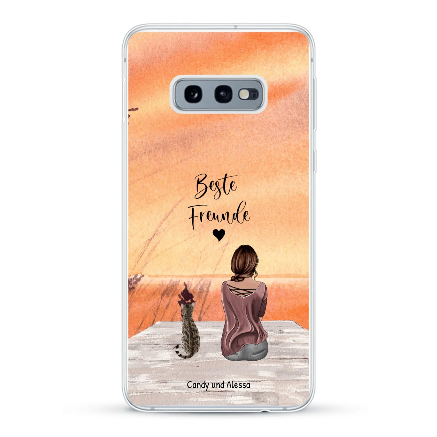 Personalisierte Handyhülle - Unterwegs mit Katze