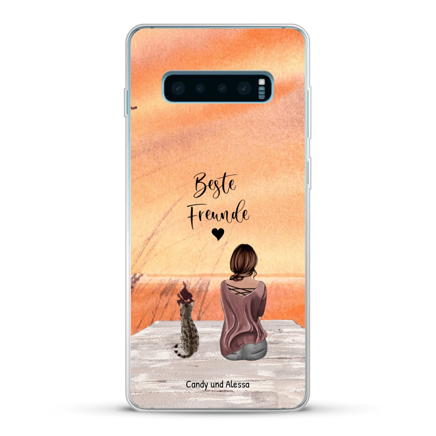 Personalisierte Handyhülle - Unterwegs mit Katze