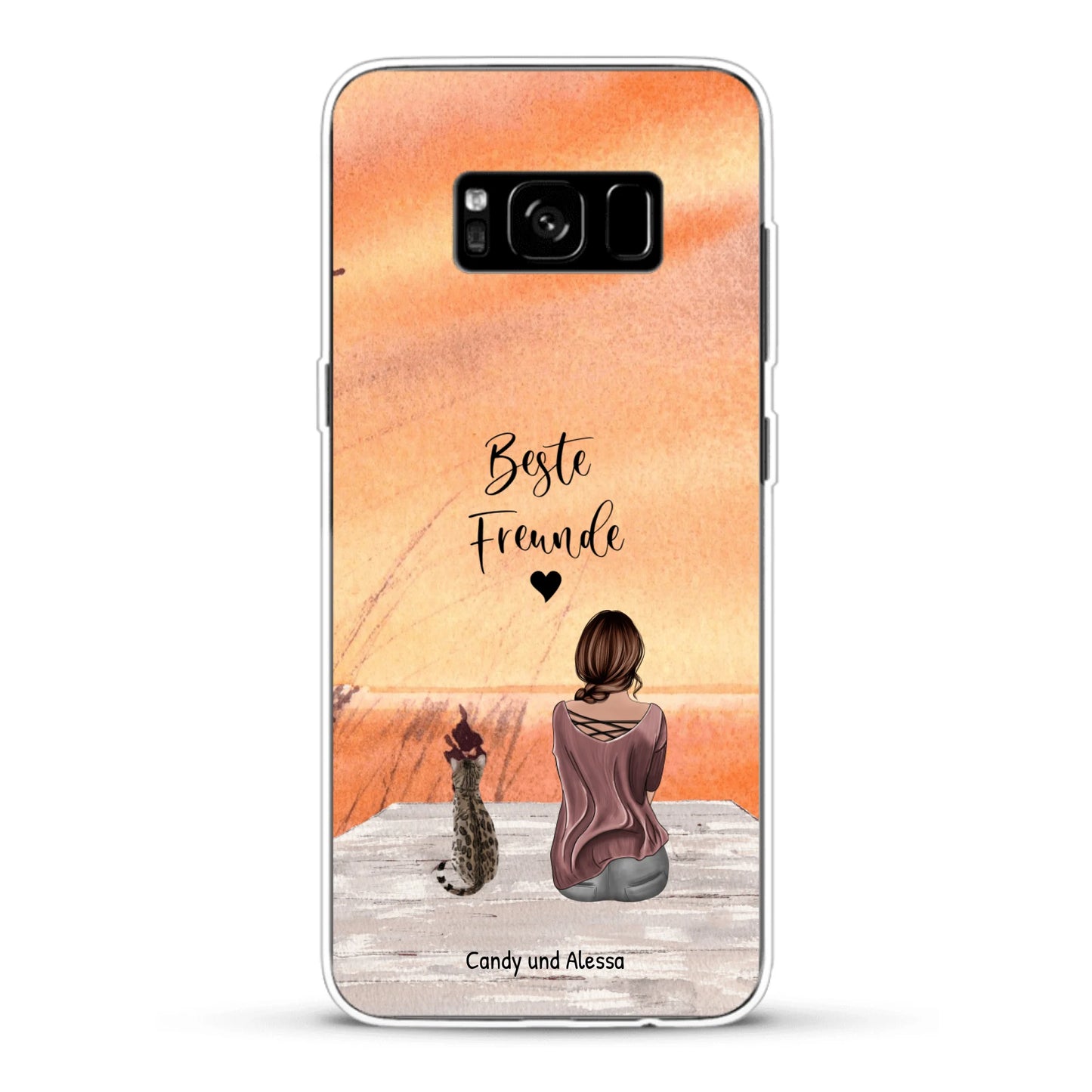 Personalisierte Handyhülle - Unterwegs mit Katze
