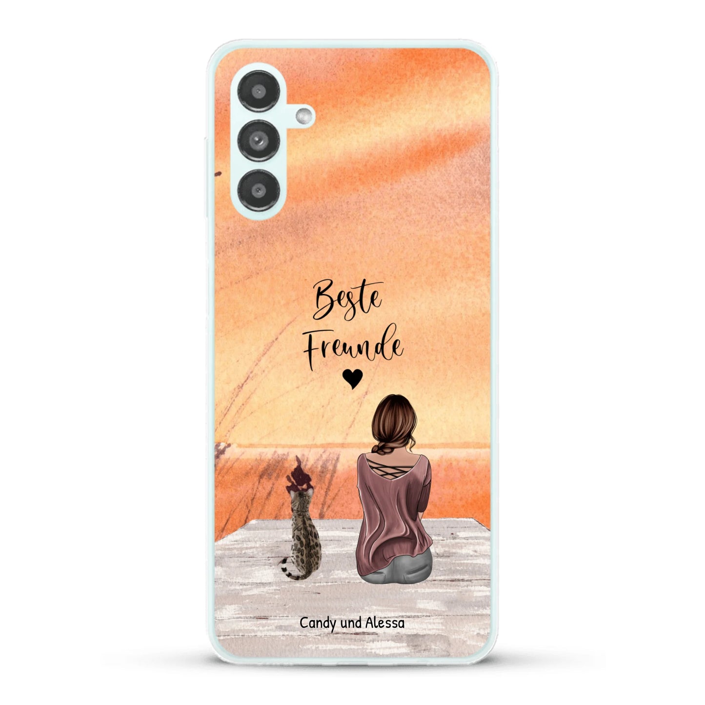 Personalisierte Handyhülle - Unterwegs mit Katze