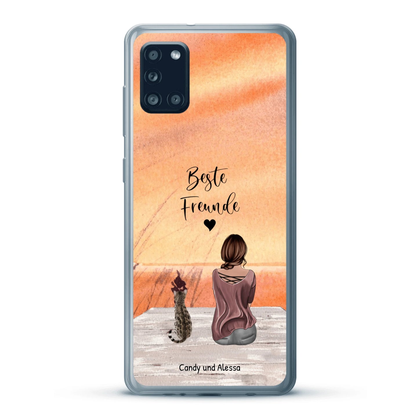 Personalisierte Handyhülle - Unterwegs mit Katze