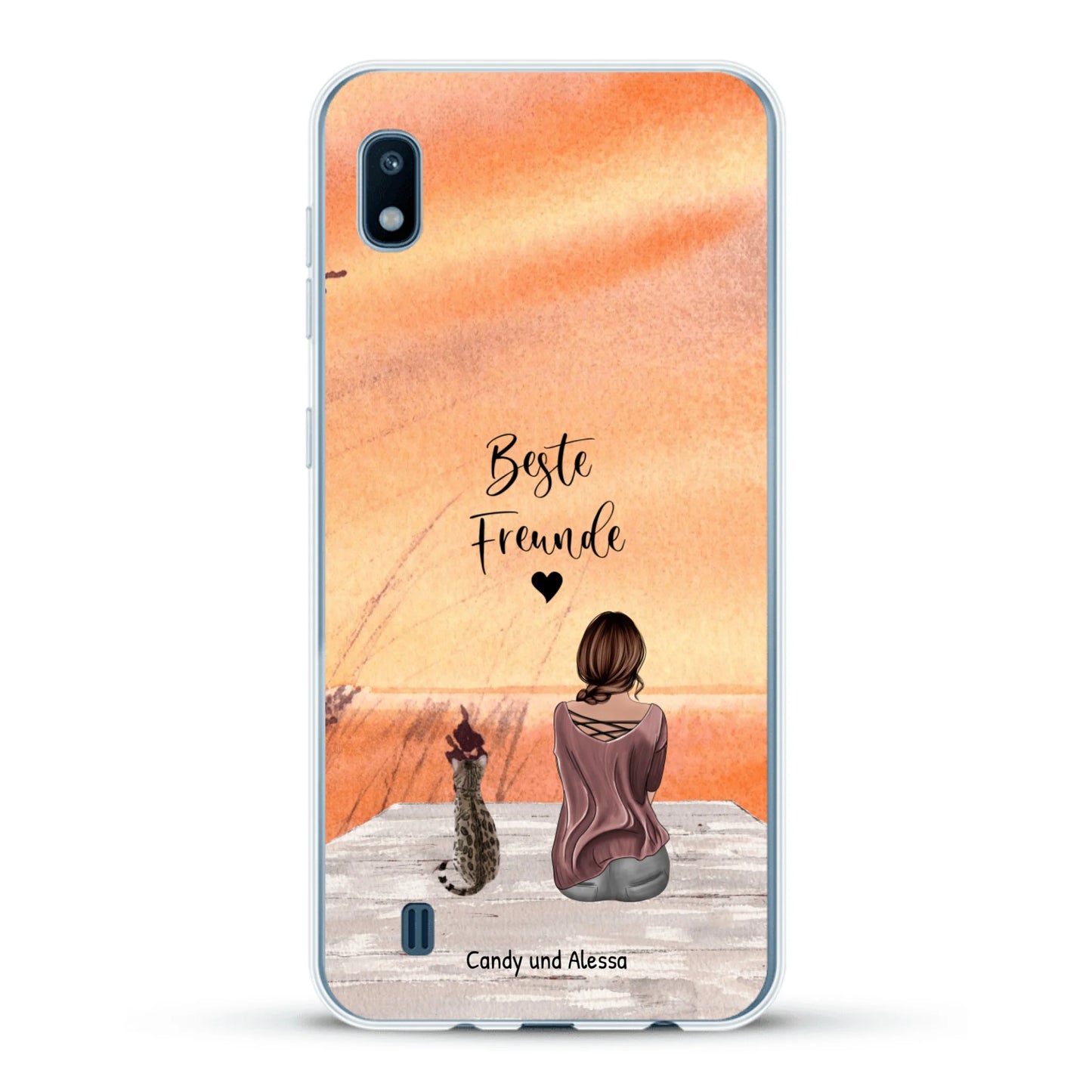 Personalisierte Handyhülle - Unterwegs mit Katze