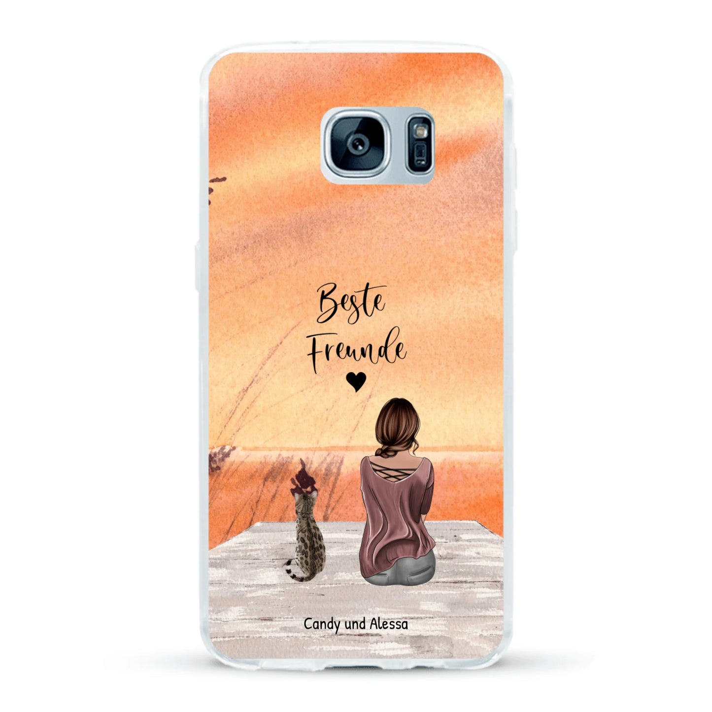 Personalisierte Handyhülle - Unterwegs mit Katze