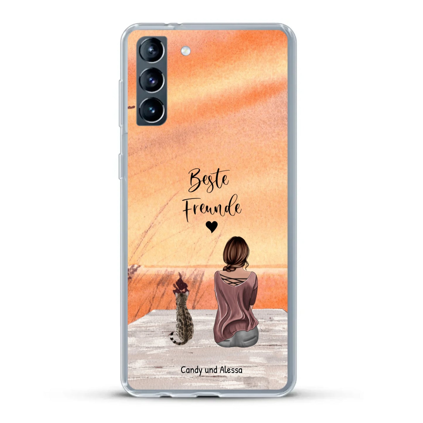 Personalisierte Handyhülle - Unterwegs mit Katze