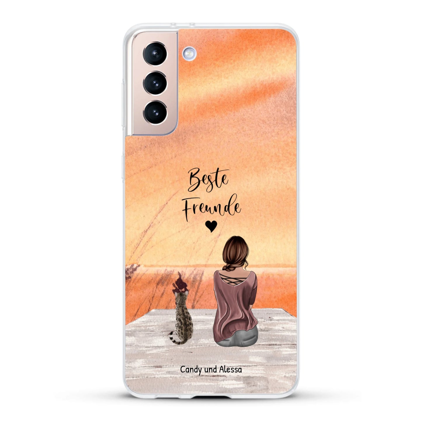 Personalisierte Handyhülle - Unterwegs mit Katze